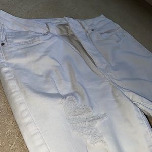 White High-rise Ripped Skinny Jeans